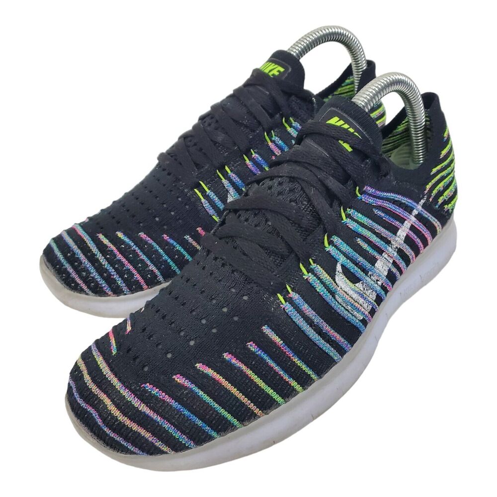 NIKE Shoes FREE RN FLYKNIT Women Size 7.5 Black Multi Running Sneaker 831070-003